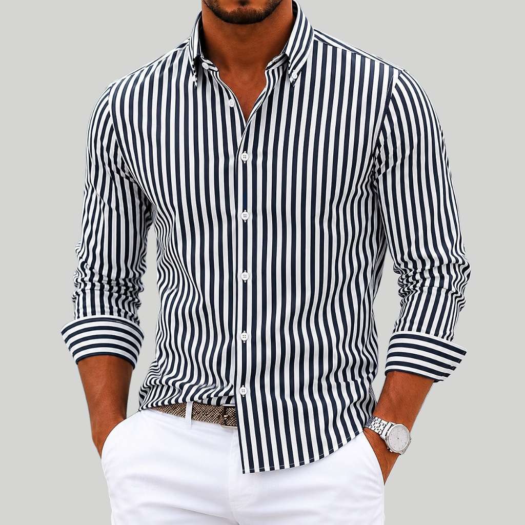 Men's Vertical Stripe Button-up Shirt
