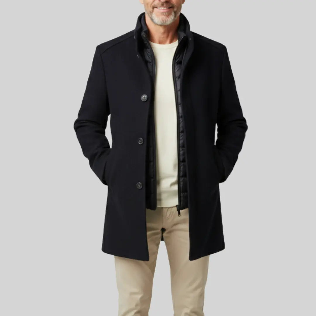 Rafello&Co | Wollen Windjas met Één Borstzak Rafello&Co