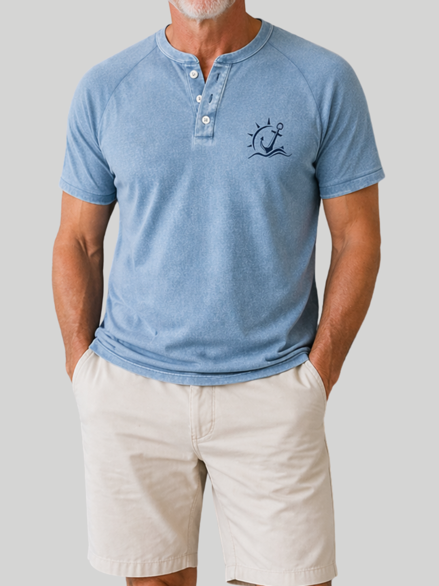 Men’s Casual Button Neck Henley T-Shirt