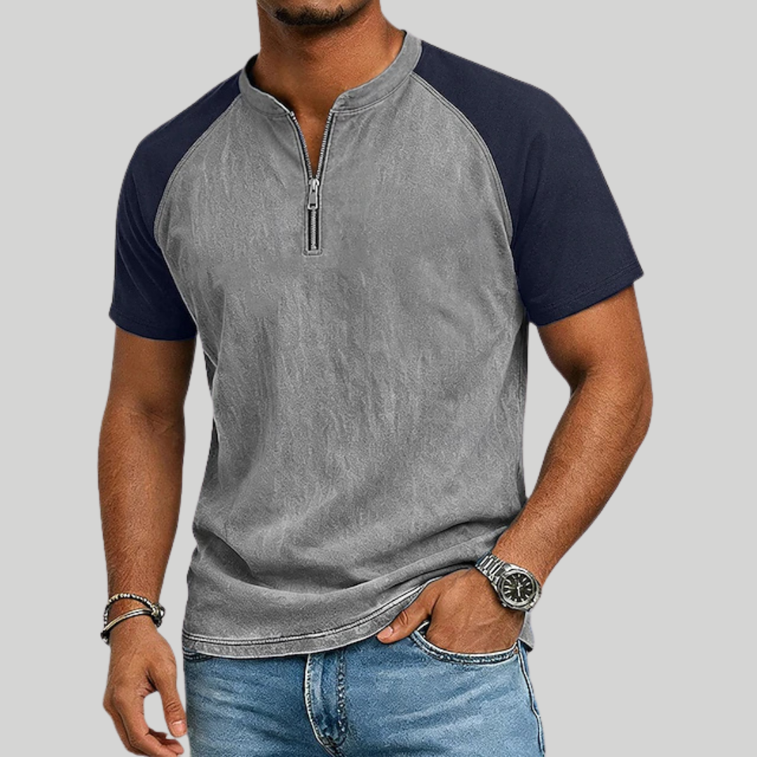 Men’s Colorblock Quarter Zip Raglan T-Shirt
