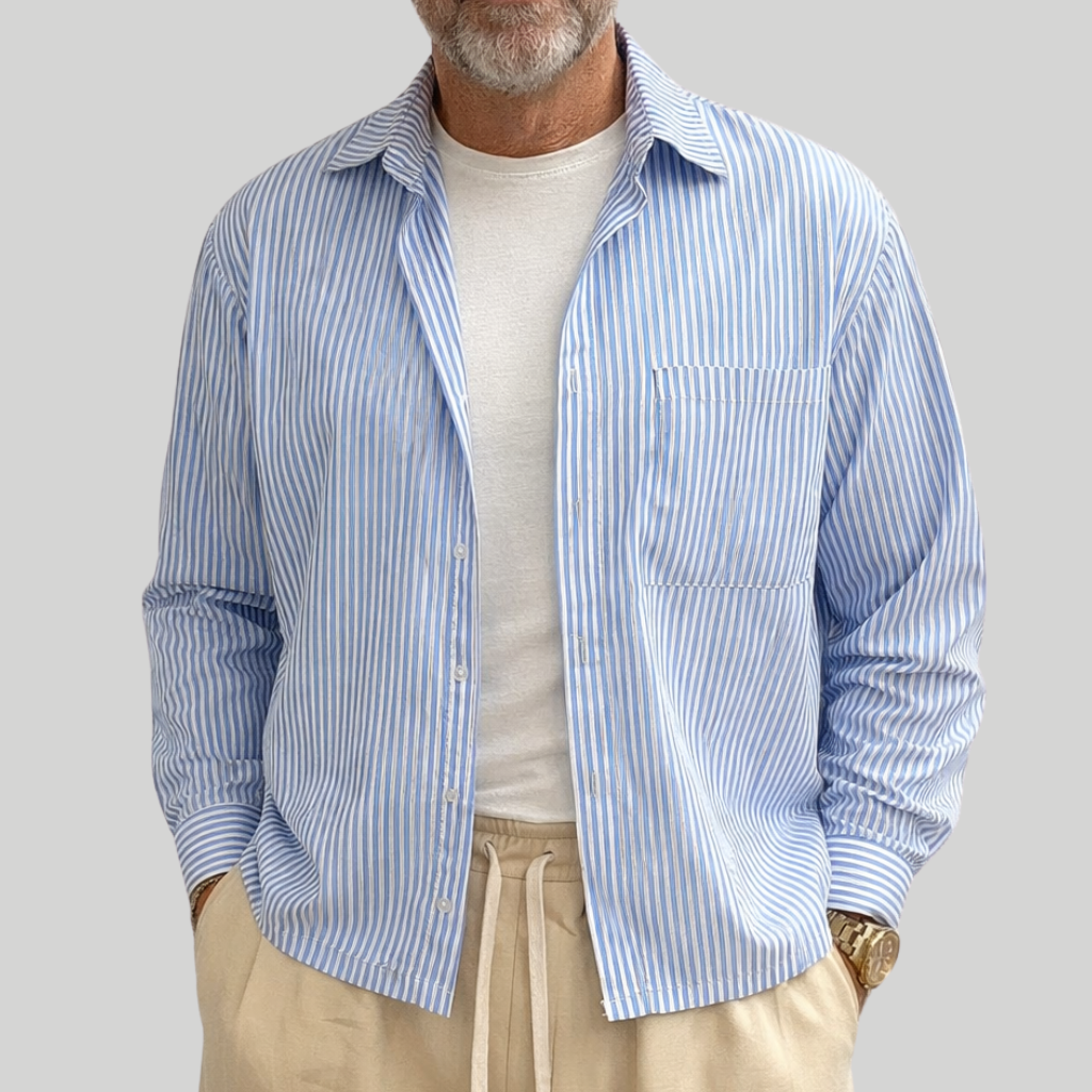 Gestreept herenshirt met lange mouwen