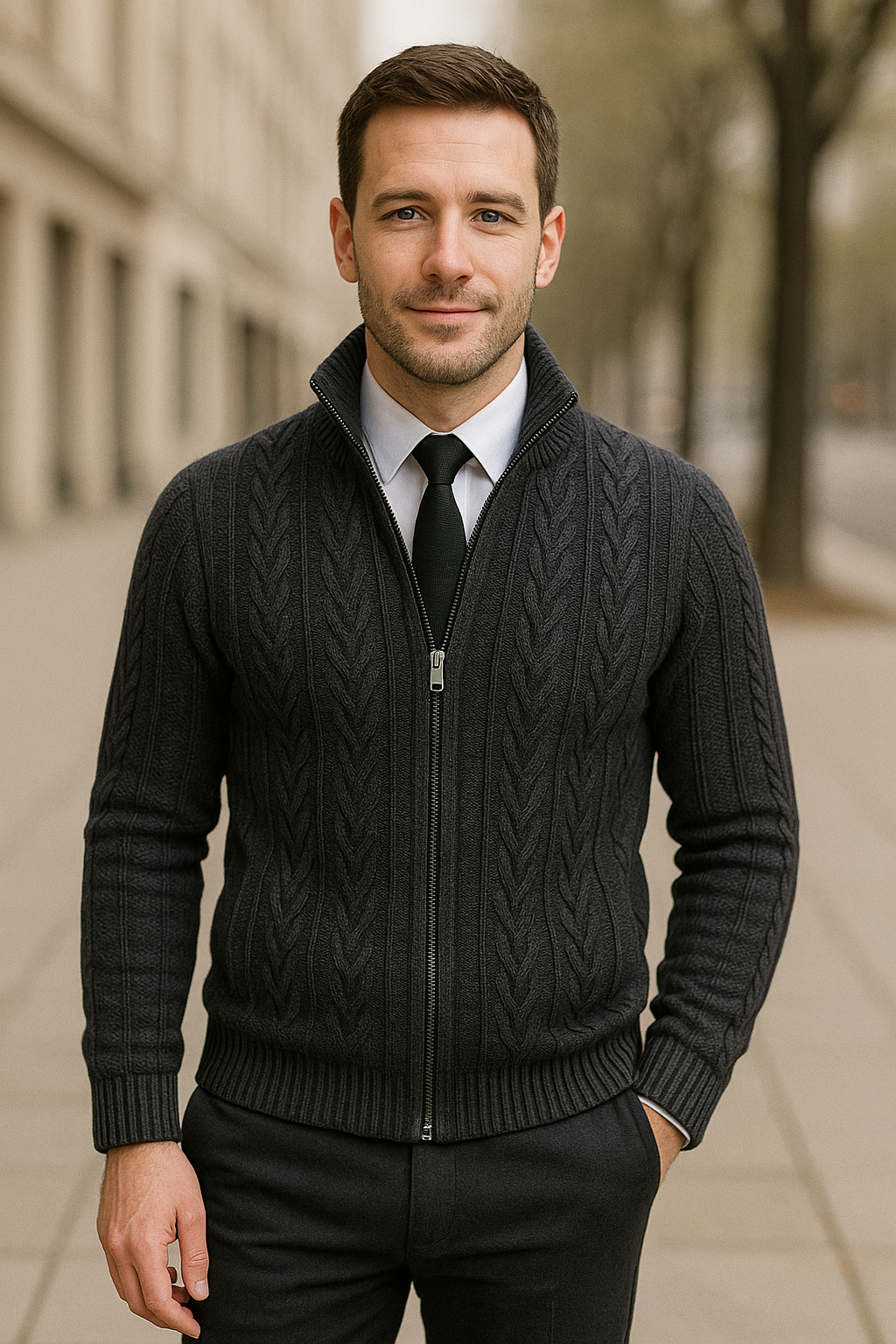 Rafello&Co | Gebreid Cashmere Wintervest met Rits