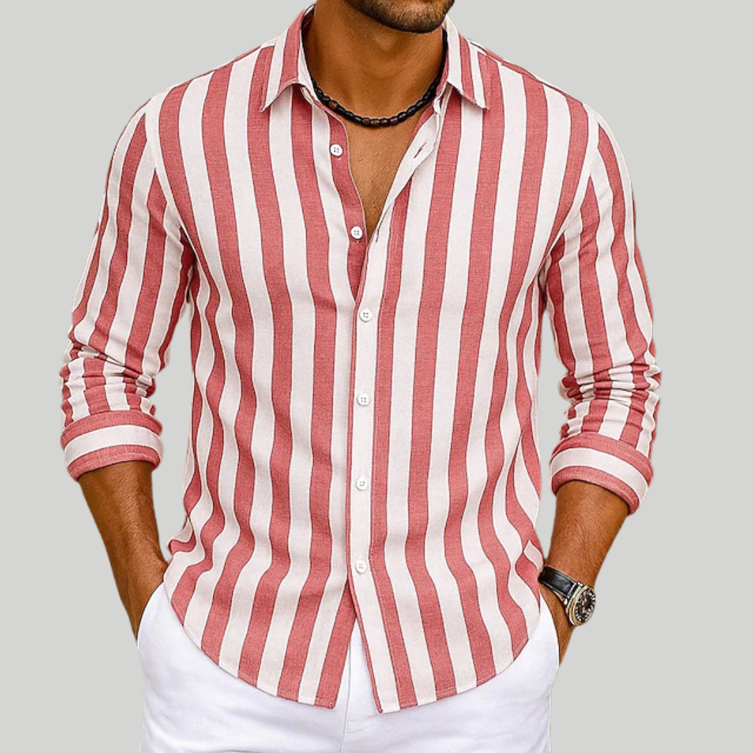 Striped Summer Linen Vacation Shirt
