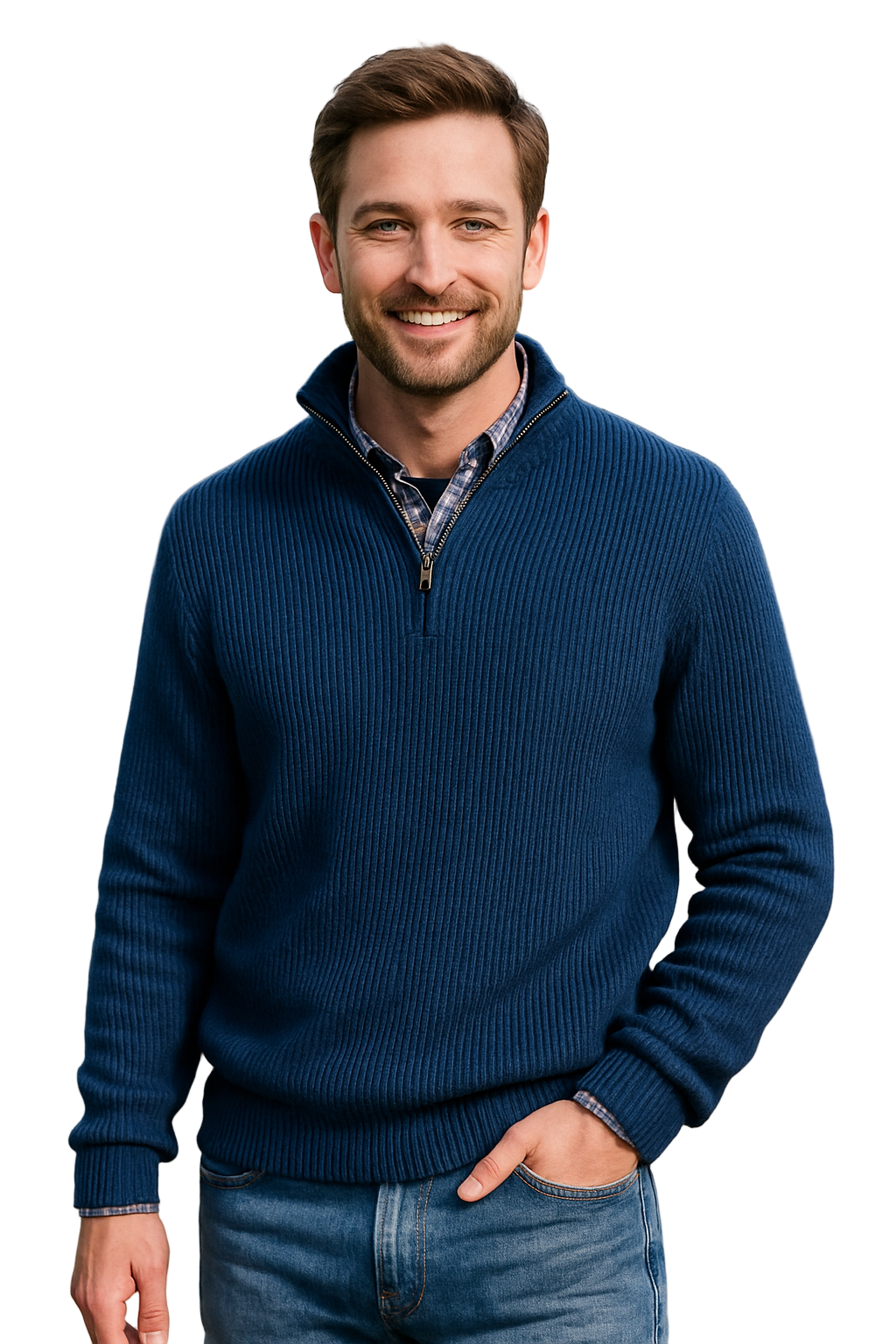 Rafello&Co | Luxury Sweater with Zipper and Stand-Up Collar