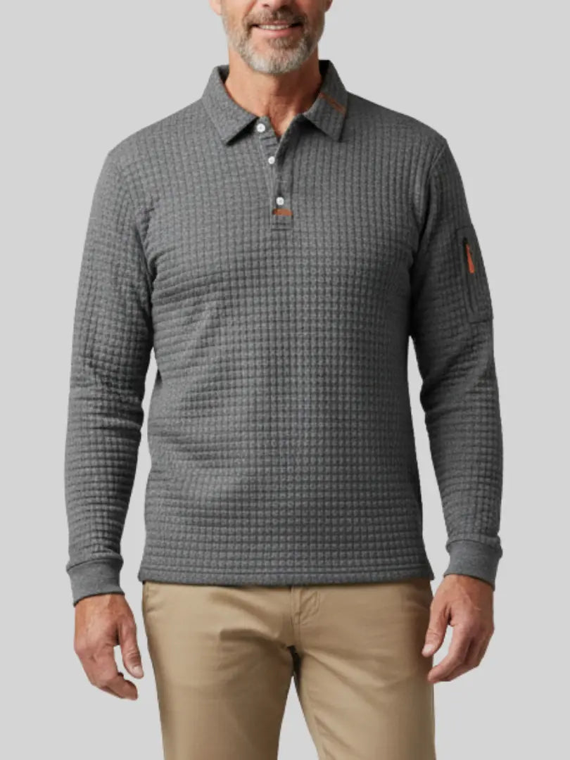 Rafello&Co | Gestructureerd Poloshirt met Lange Mouwen Rafello&Co