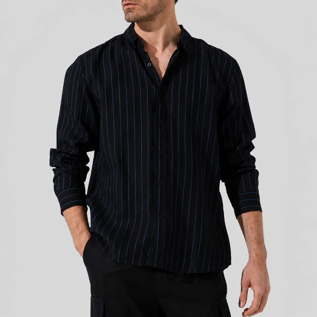 Linen Long Sleeve Striped Shirt