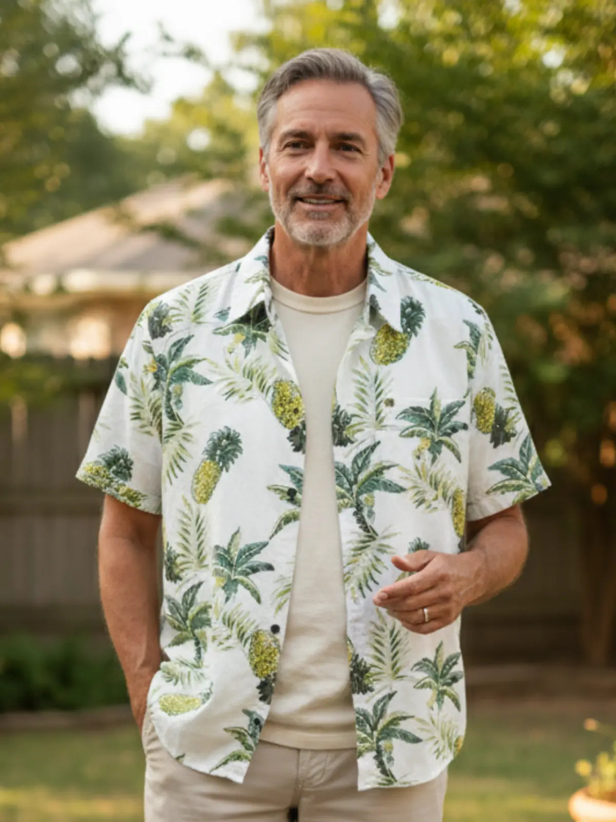 Rafello&Co | Heren Hawaiian Overhemd van Katoen met Ananasprint Rafello&Co