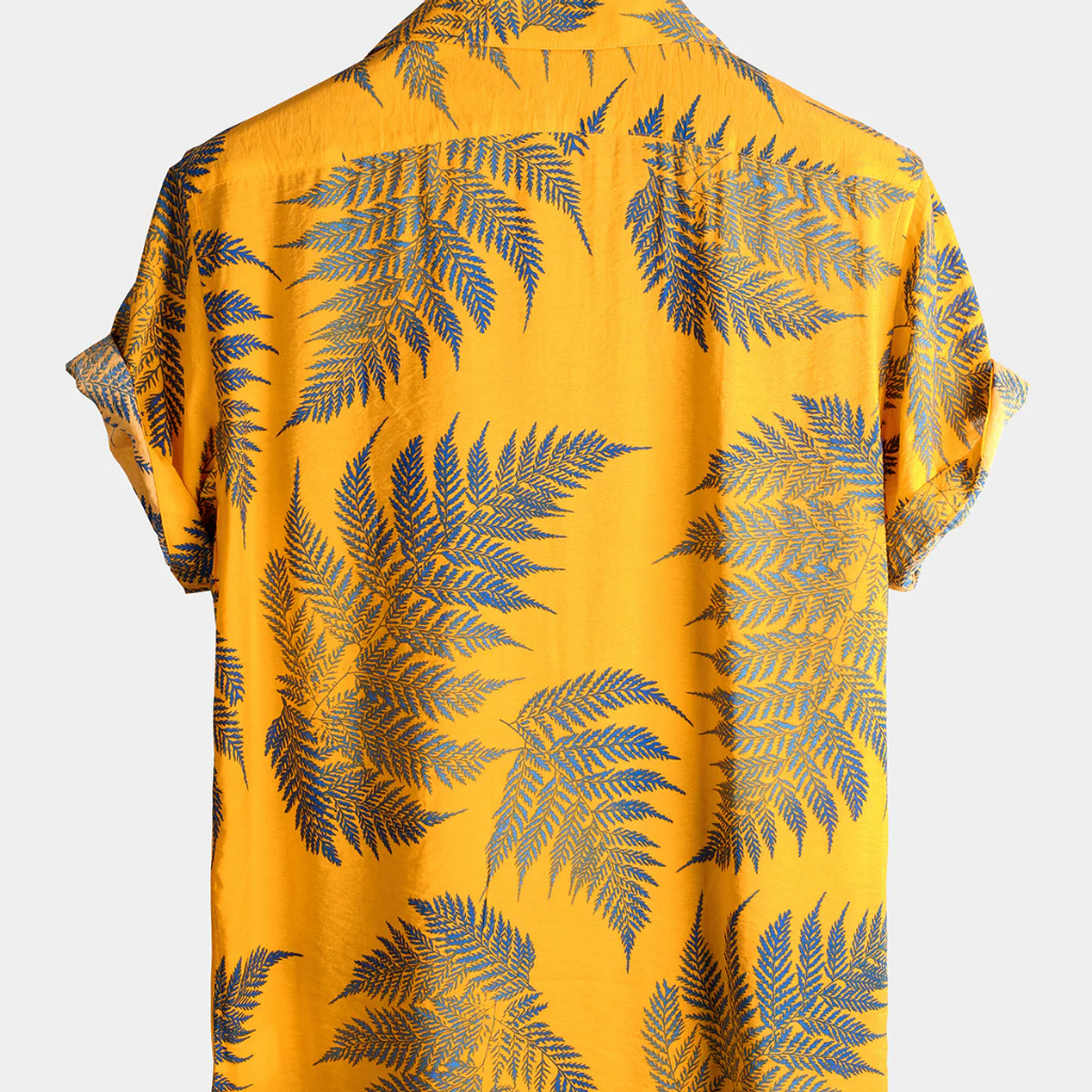 Men’s Tropical Leaf Print Short Sleeve Shirt