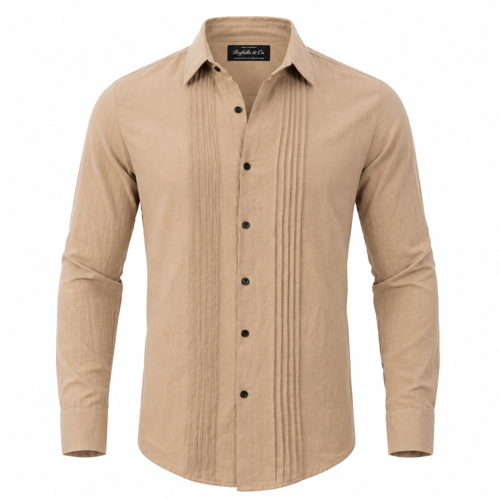 Pleated Linen Button Down Shirt