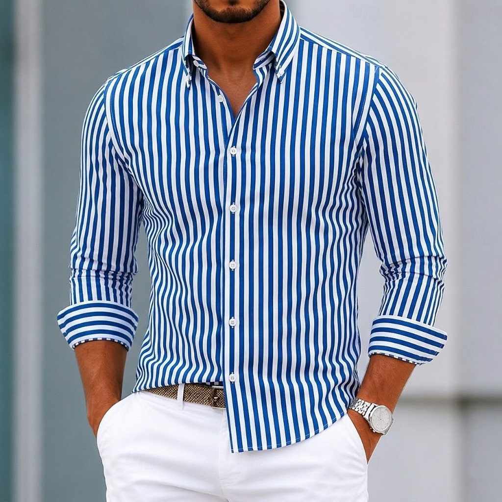 Men's Vertical Stripe Button-up Shirt