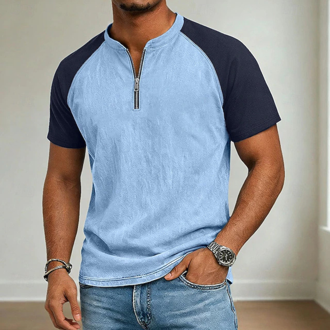 Men’s Colorblock Quarter Zip Raglan T-Shirt
