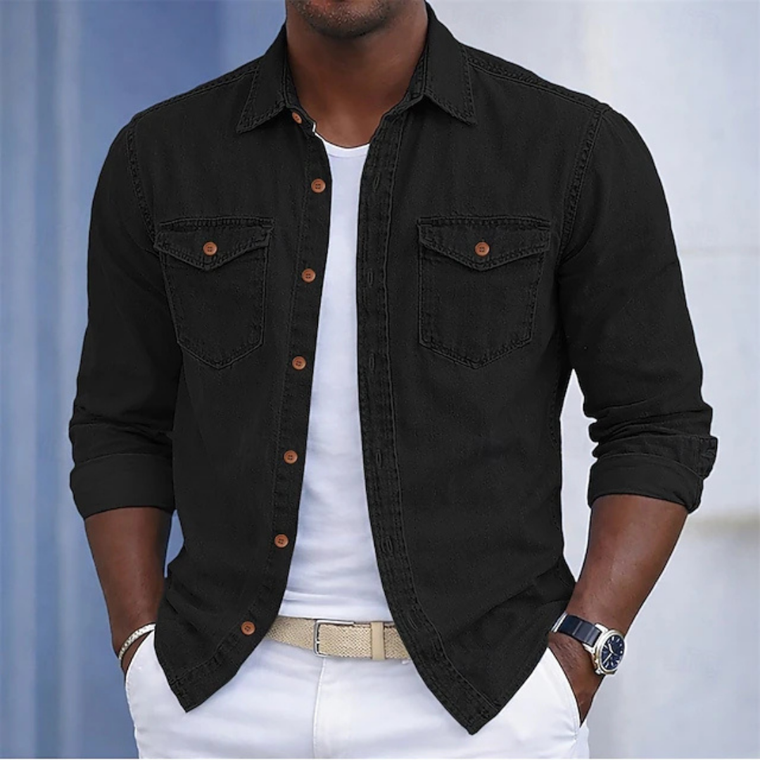 Vintage Washed Cotton Button-Up Shirt