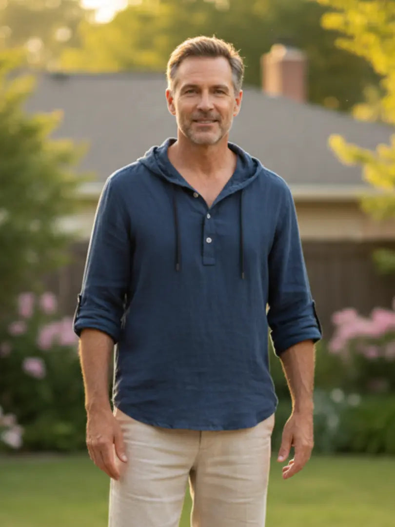 Rafello&Co | Casual Linnen Shirt met Capuchon Rafello&Co