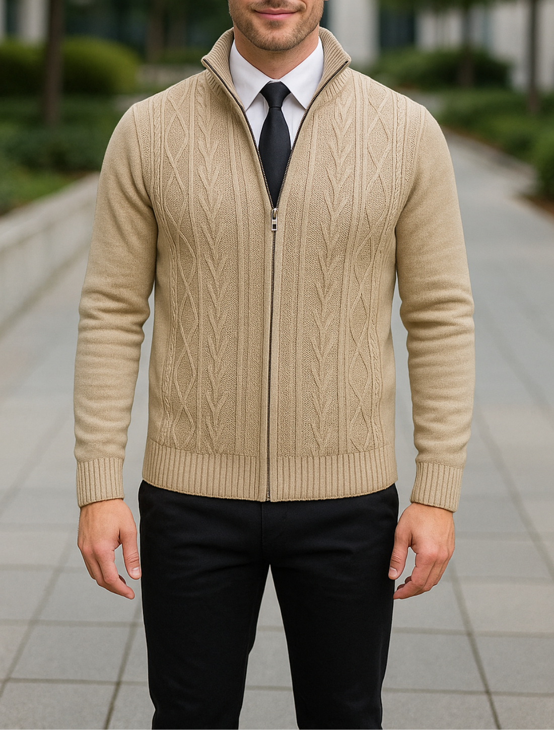 Rafello&Co | Gebreid Cashmere Wintervest met Rits