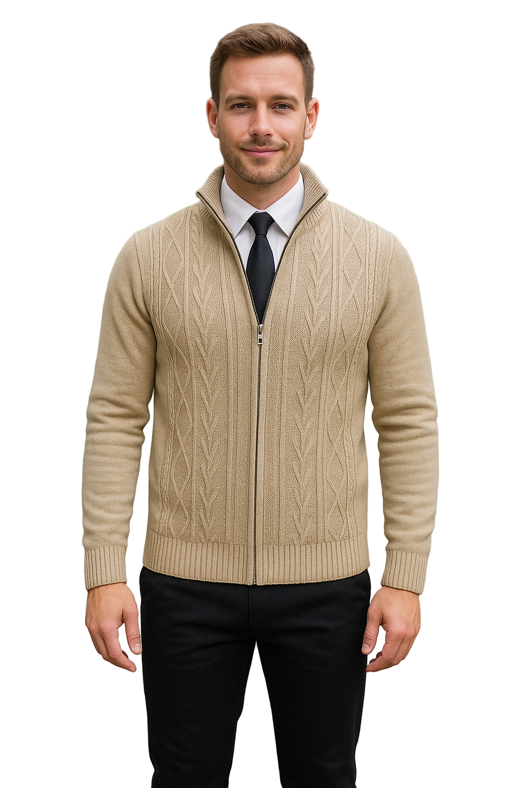 Rafello&Co | Knitted Cashmere Winter Cardigan with Zipper