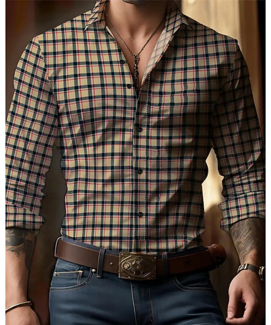 Men's Classic Plaid Long Sleeve Shirt