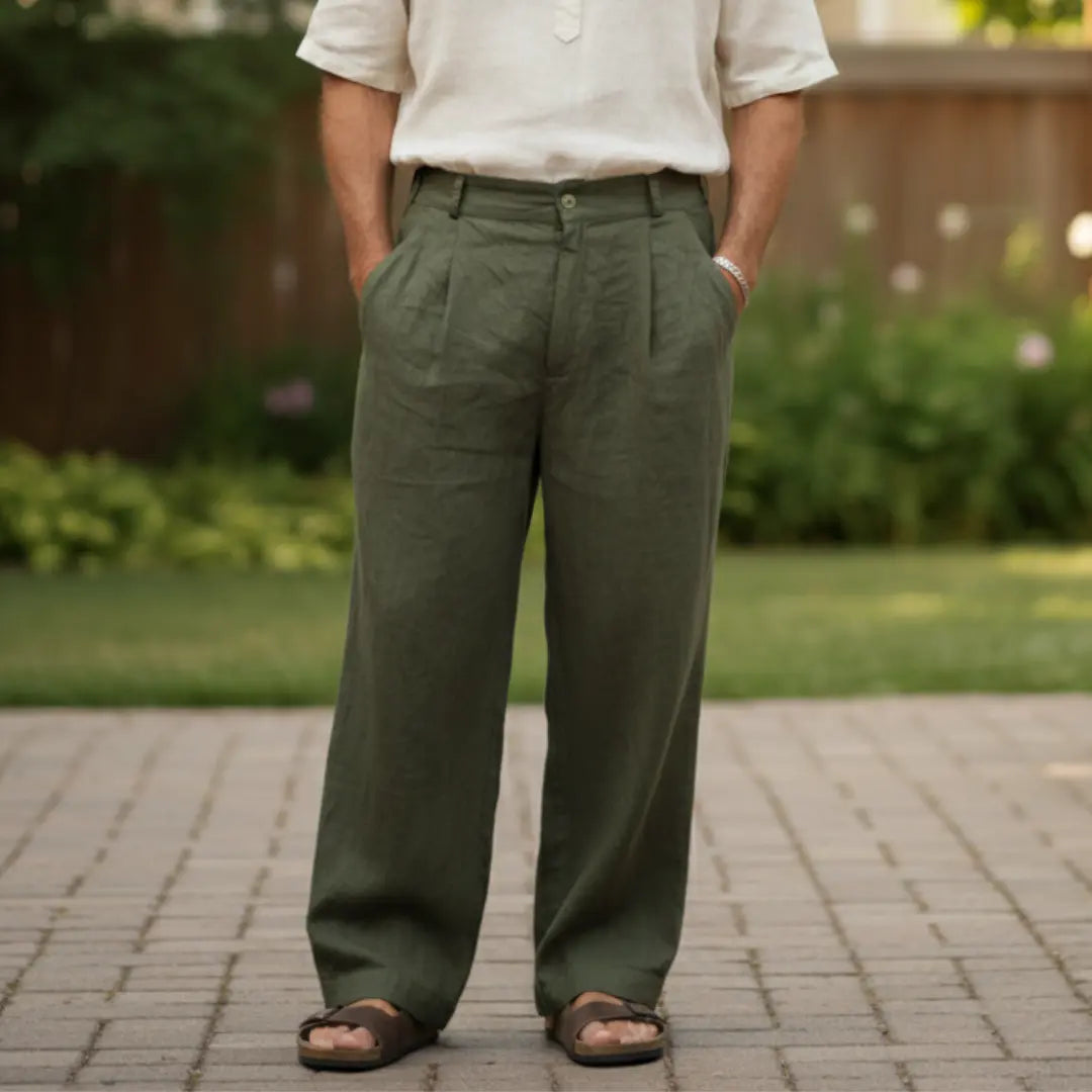 Rafello&Co | Linnen broek met wijde pijpen Rafello&Co