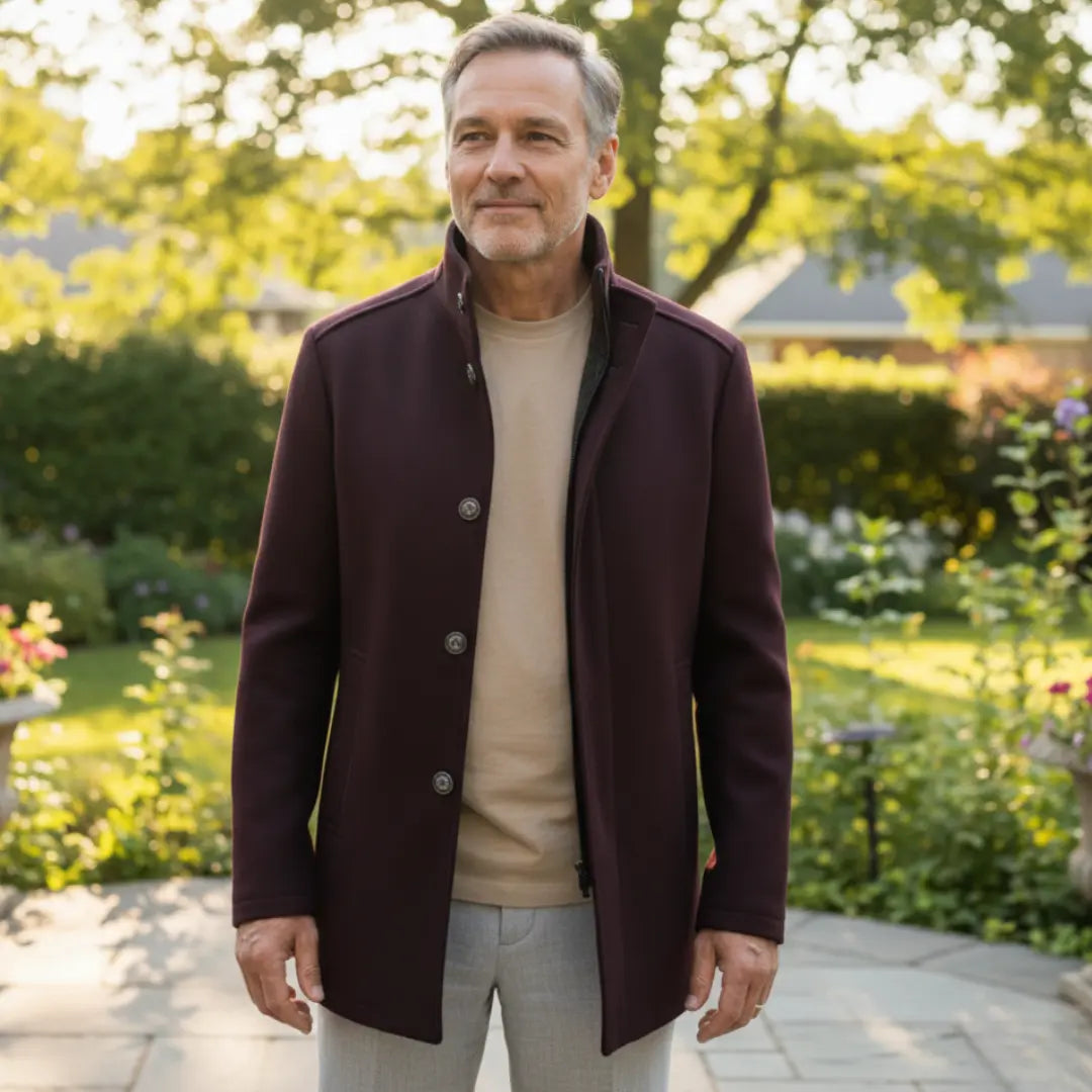 Rafello&Co | Wollen Windjas met Één Borstzak Rafello&Co