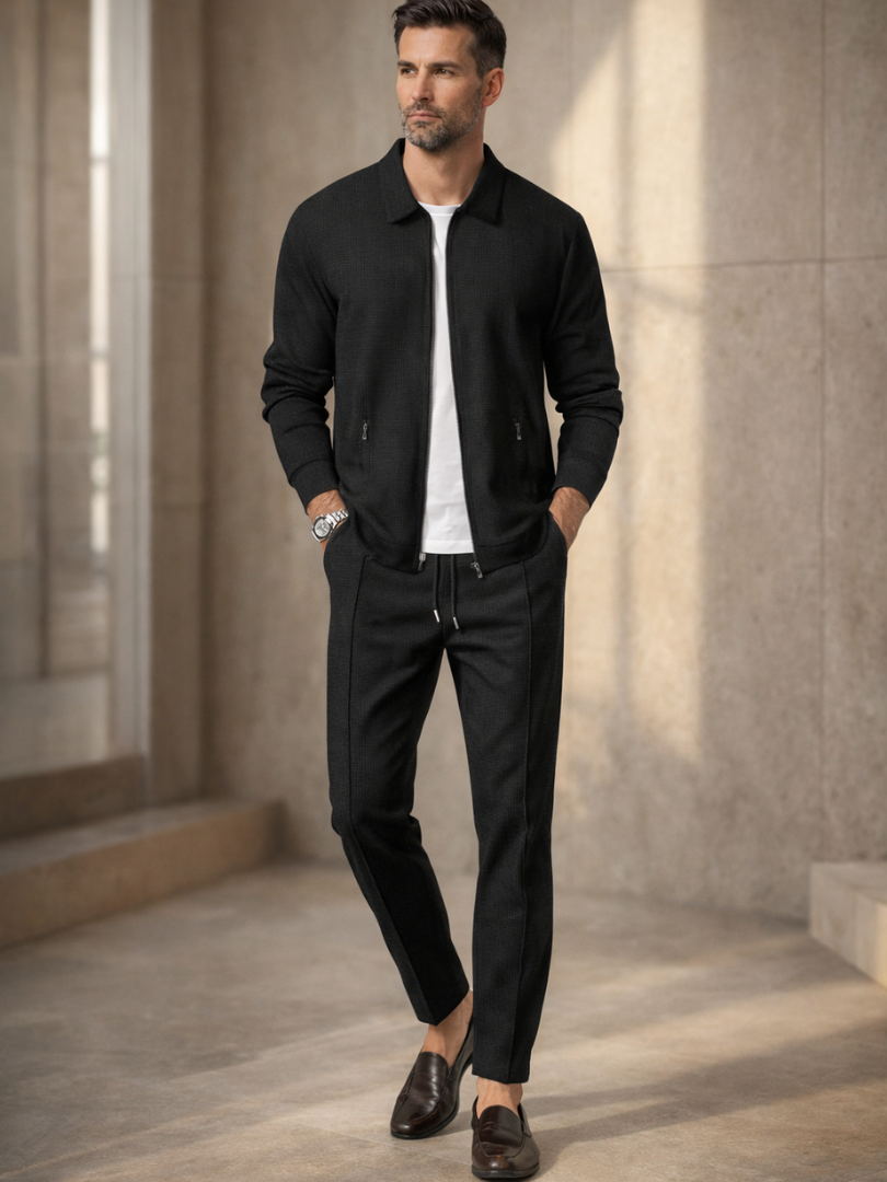 Men’s Zip-Up Textured Tracksuit