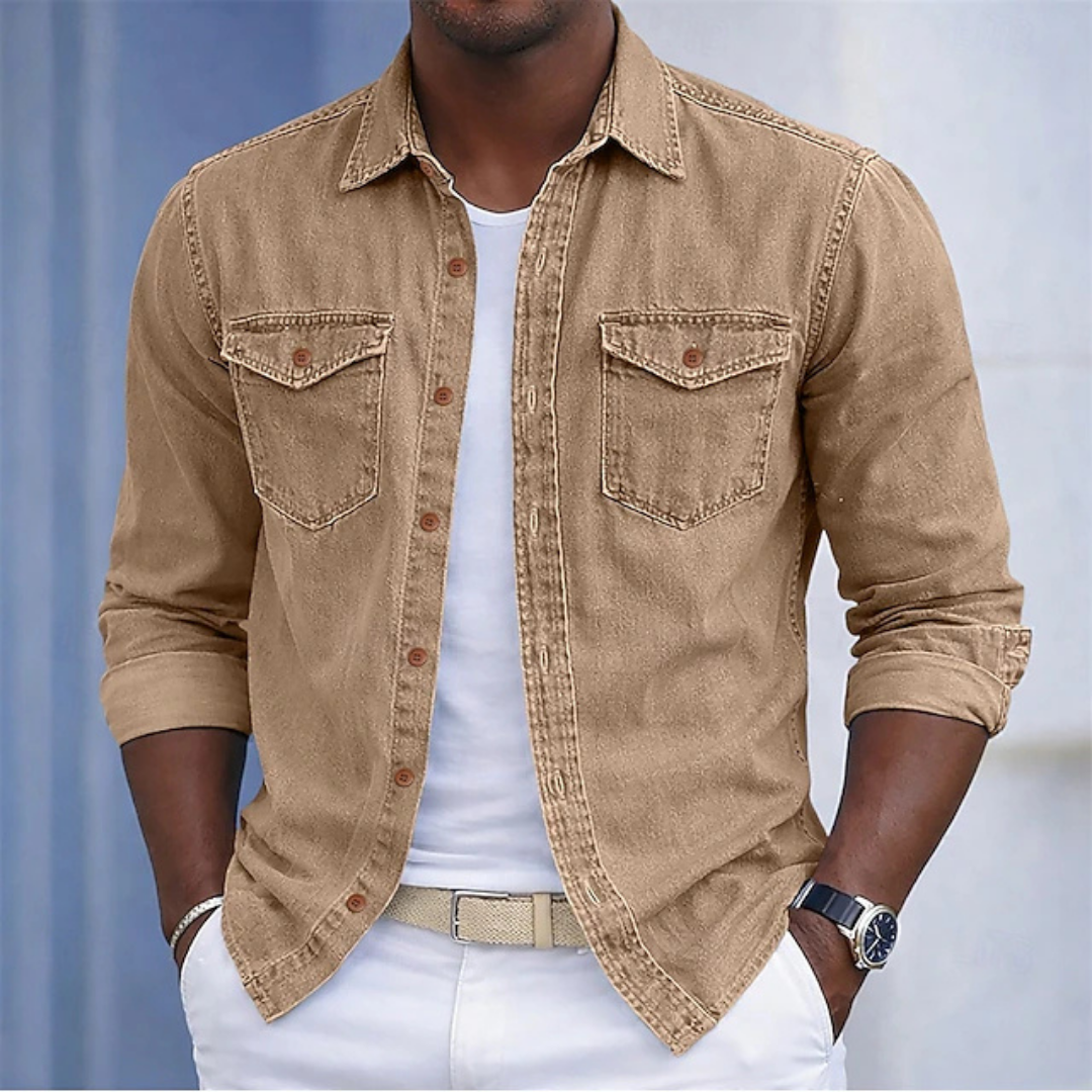 Vintage Washed Cotton Button-Up Shirt