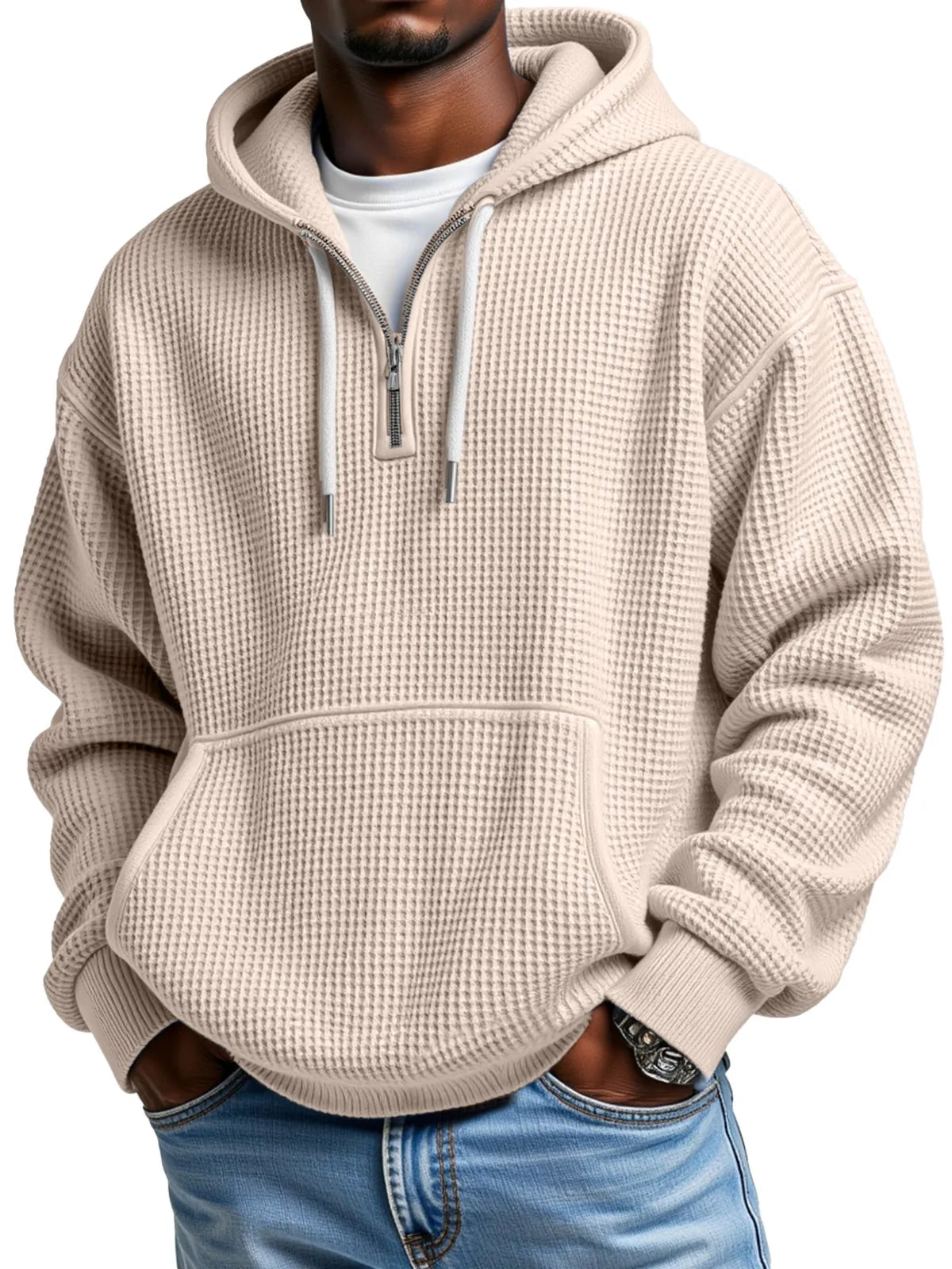 Rafello&Co | Wafelgebreide Half-Zip Hoodie