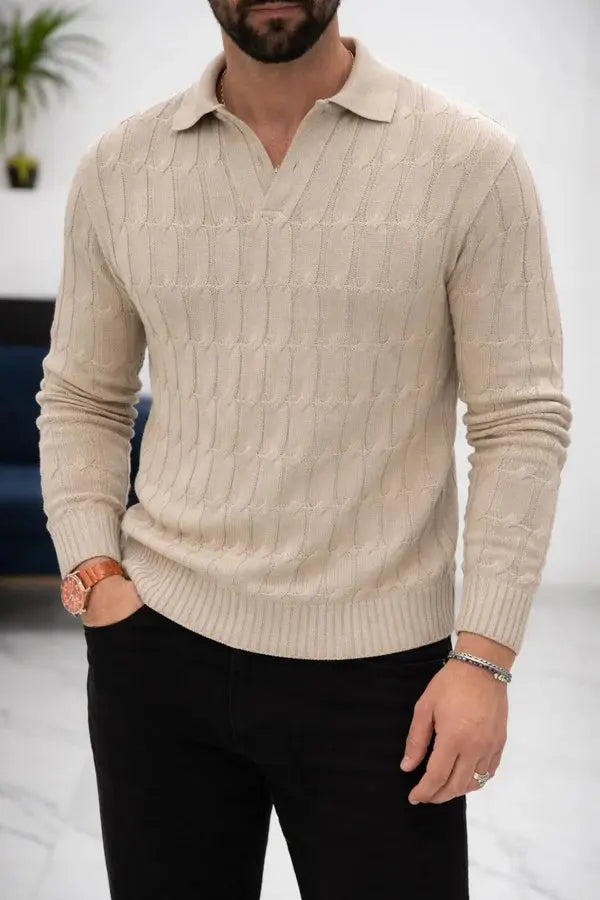 Rafello&Co | Gebreid poloshirt met structuur Rafello&Co