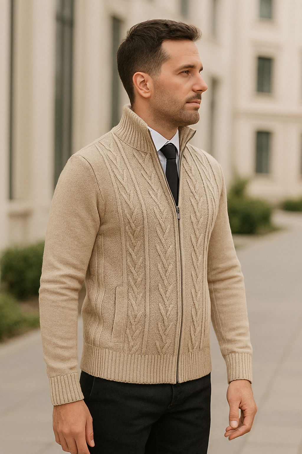 Rafello&Co | Gebreid Cashmere Wintervest met Rits