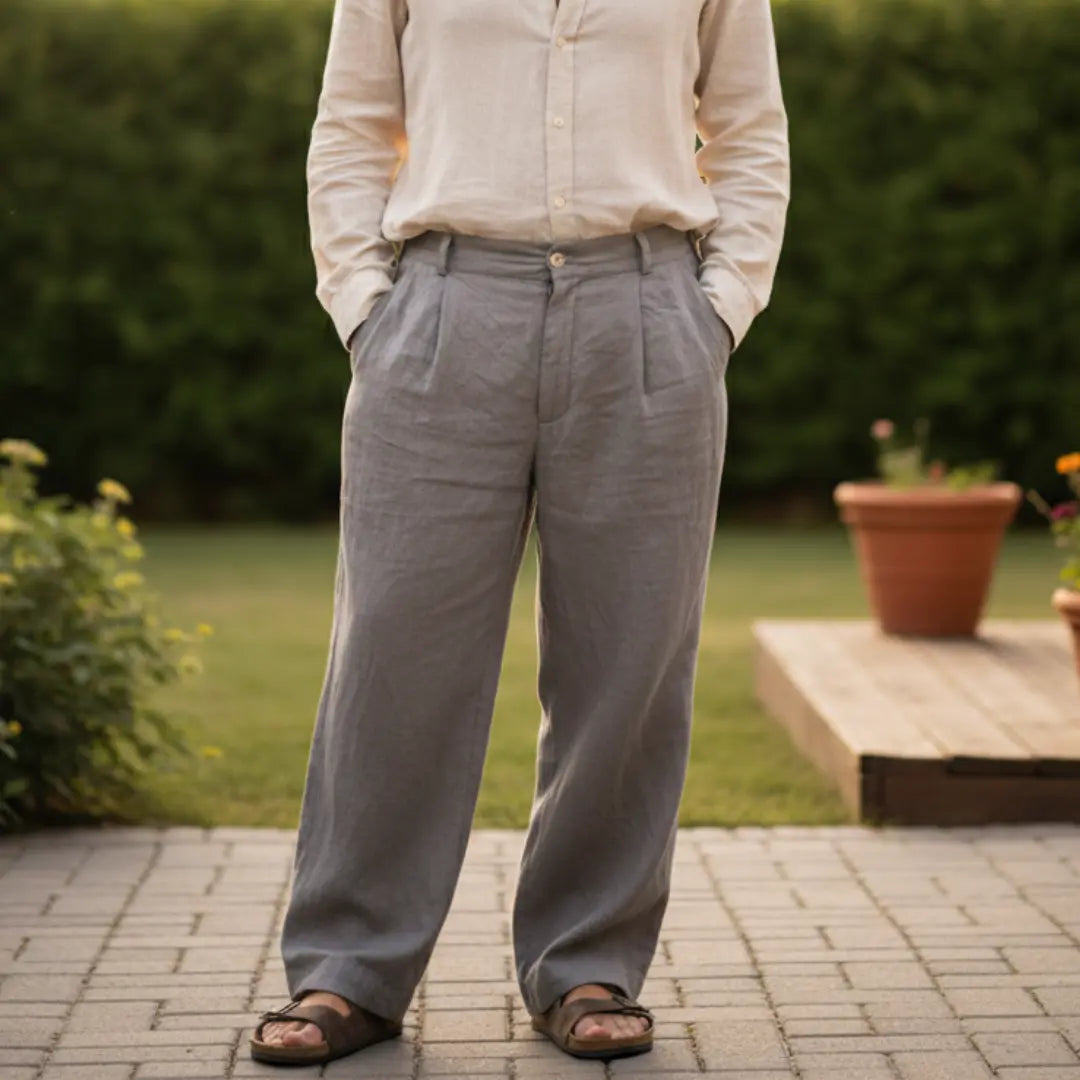 Rafello&Co | Linnen broek met wijde pijpen Rafello&Co