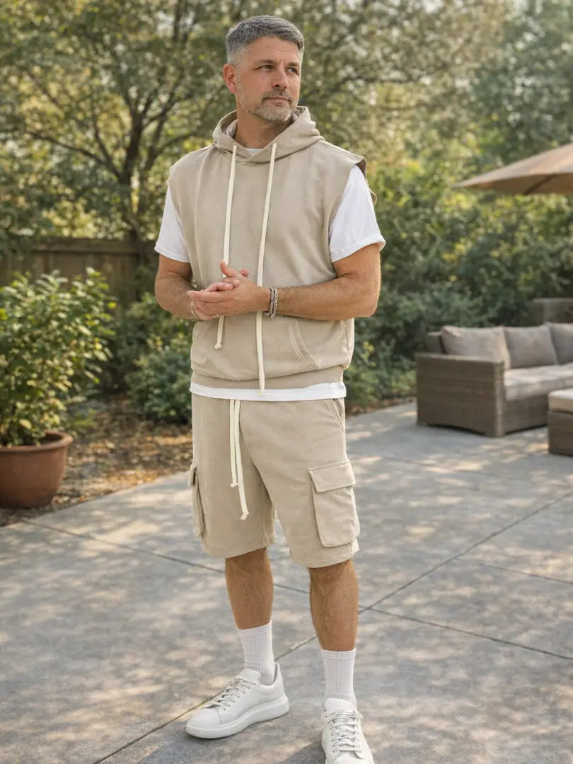 Rafello&Co | Mouwloze Hoodie & Cargo Short Set Rafello&Co