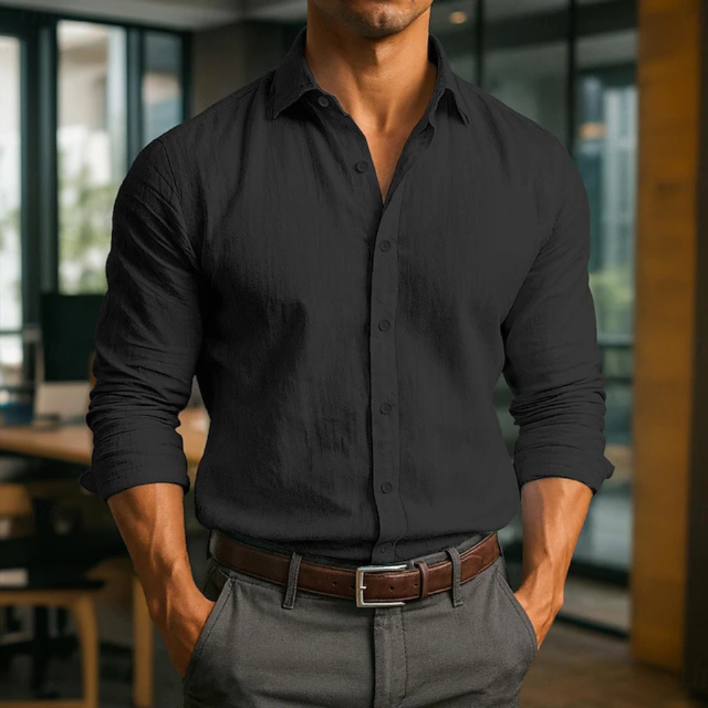 Men's Linen Casual Button-up Shirt