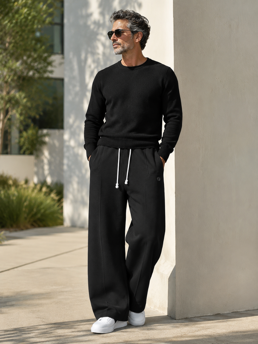 Men’s Drawstring Wide-Leg Trousers