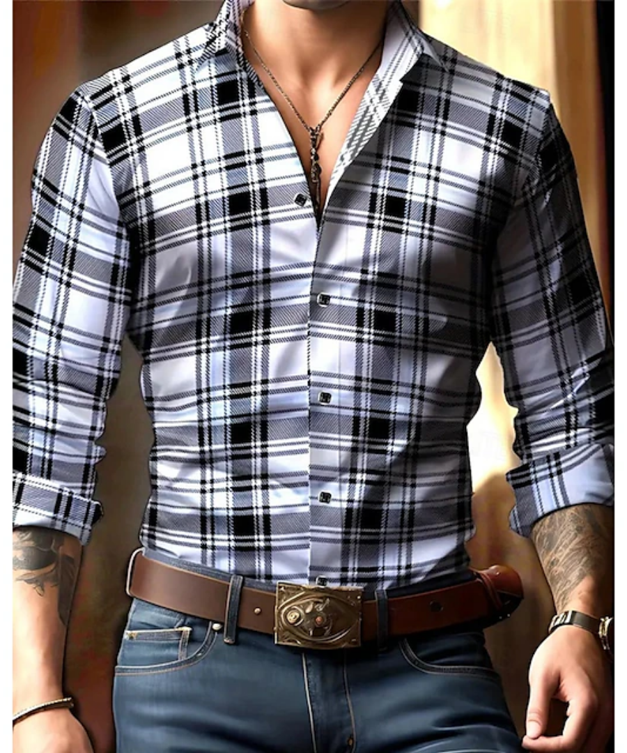 Men's Classic Plaid Long Sleeve Shirt