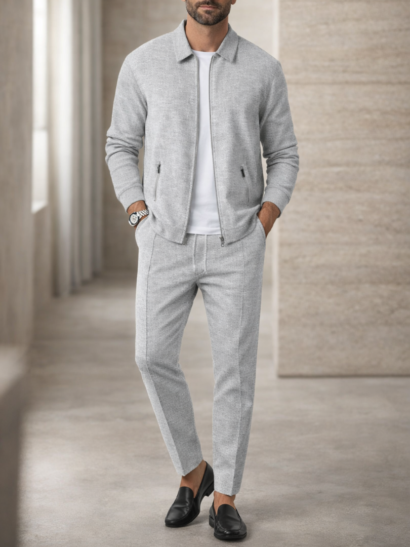 Men’s Zip-Up Textured Tracksuit