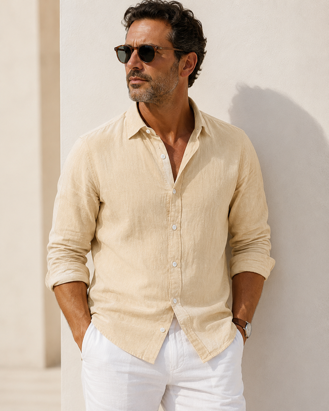 Men's Linen Casual Button-up Shirt