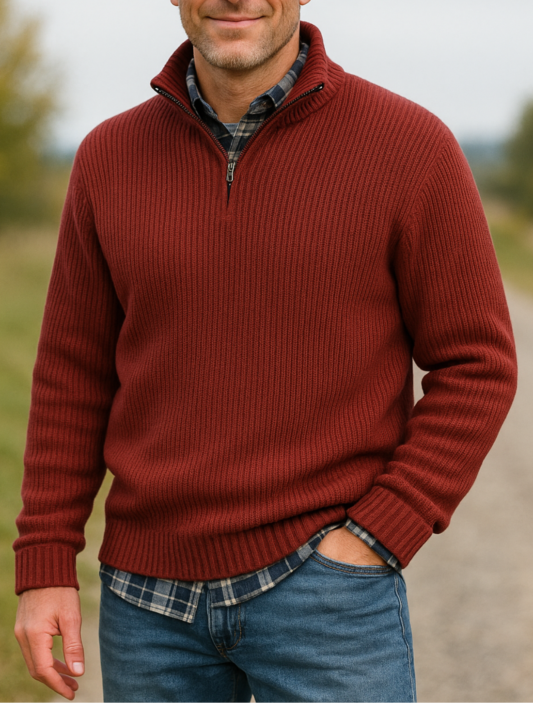 Rafello&Co | Luxury Sweater with Zipper and Stand-Up Collar