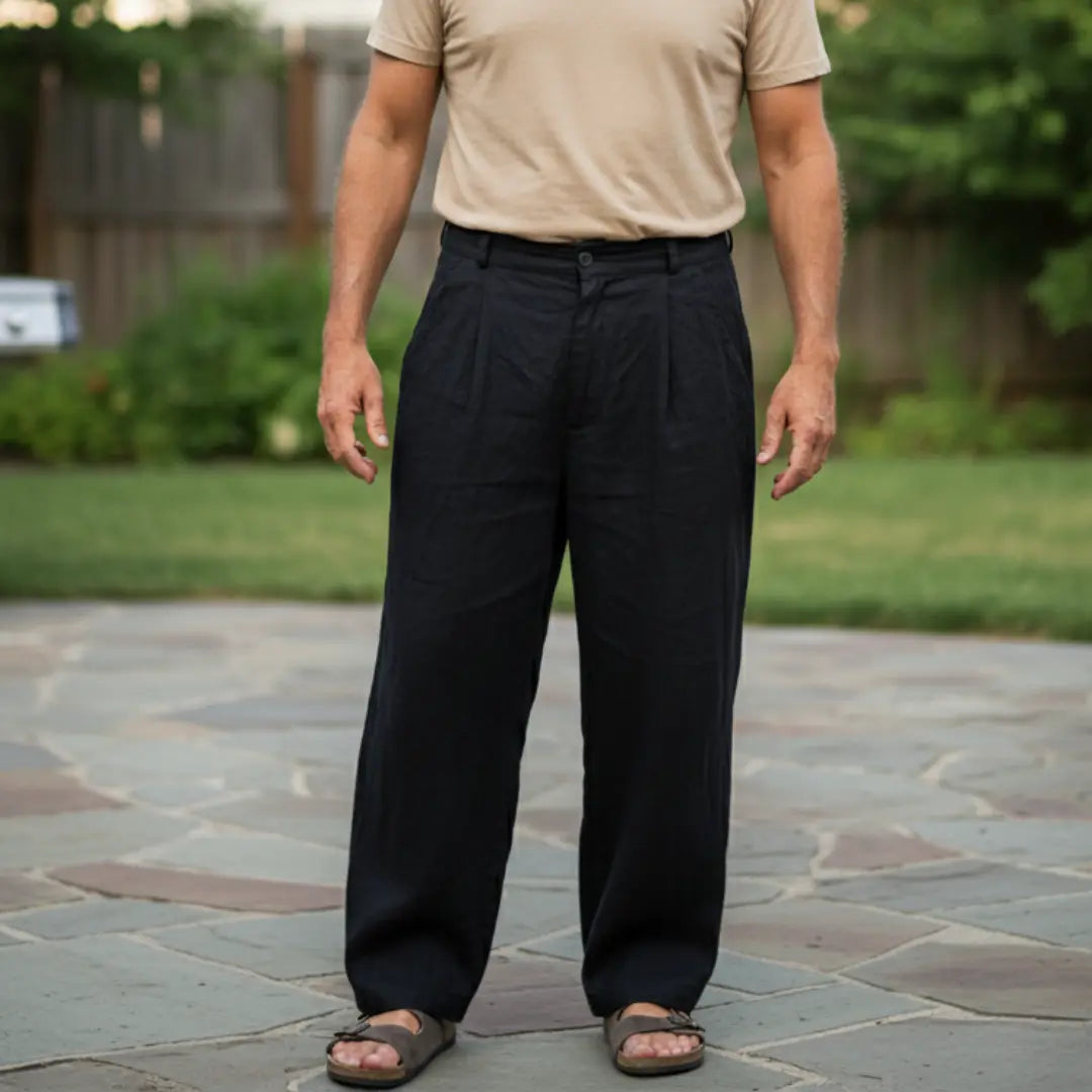 Rafello&Co | Linnen broek met wijde pijpen Rafello&Co