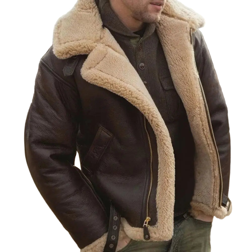 Rafello&Co | Leather Jacket with Long Sleeves and Soft Plush