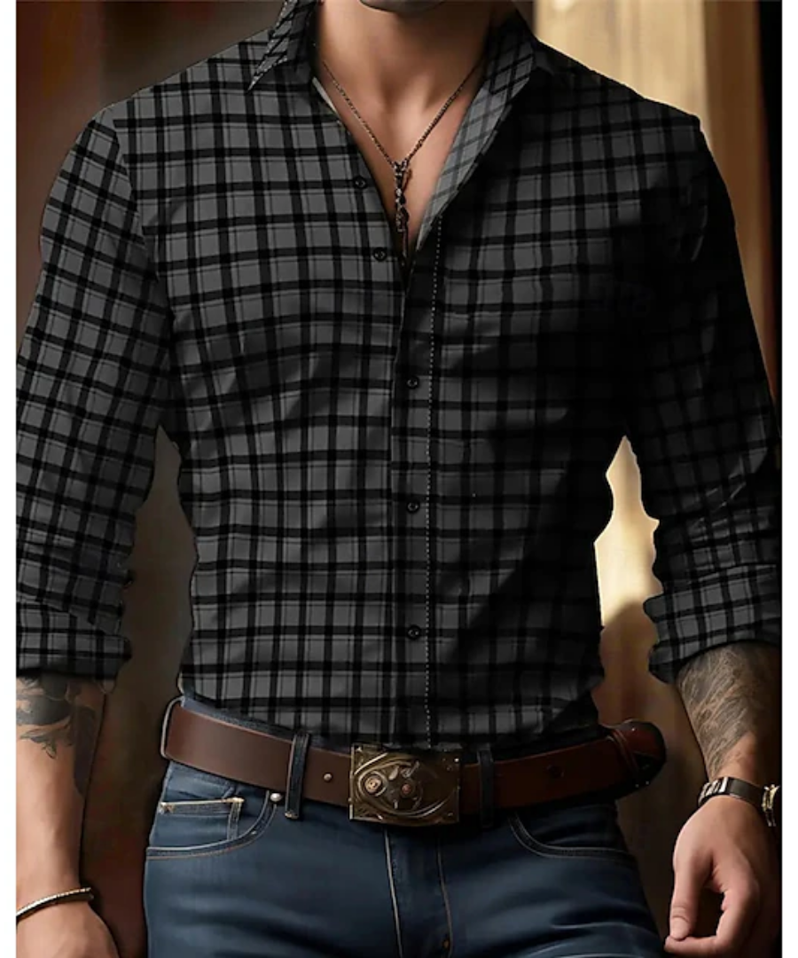 Men's Classic Plaid Long Sleeve Shirt