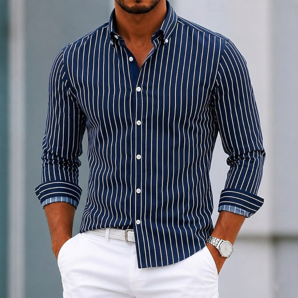 Men's Vertical Stripe Button-up Shirt
