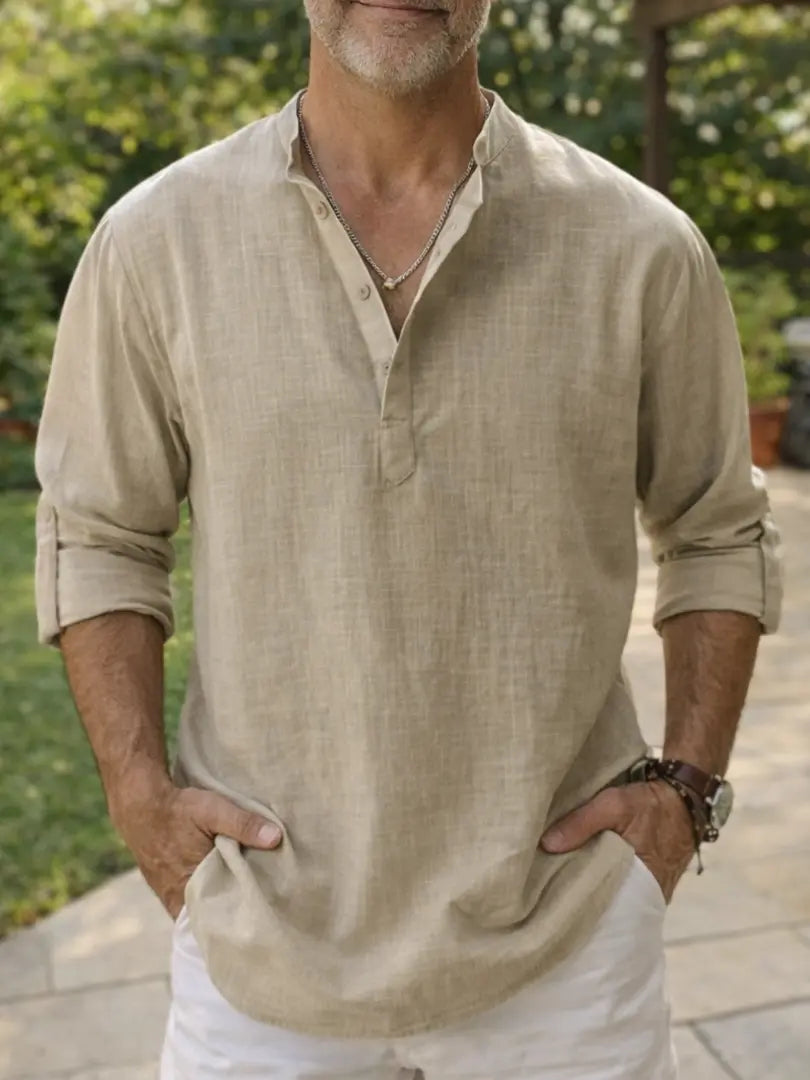 Rafello&Co | Casual Kraagloos Overhemd voor Heren Rafello&Co