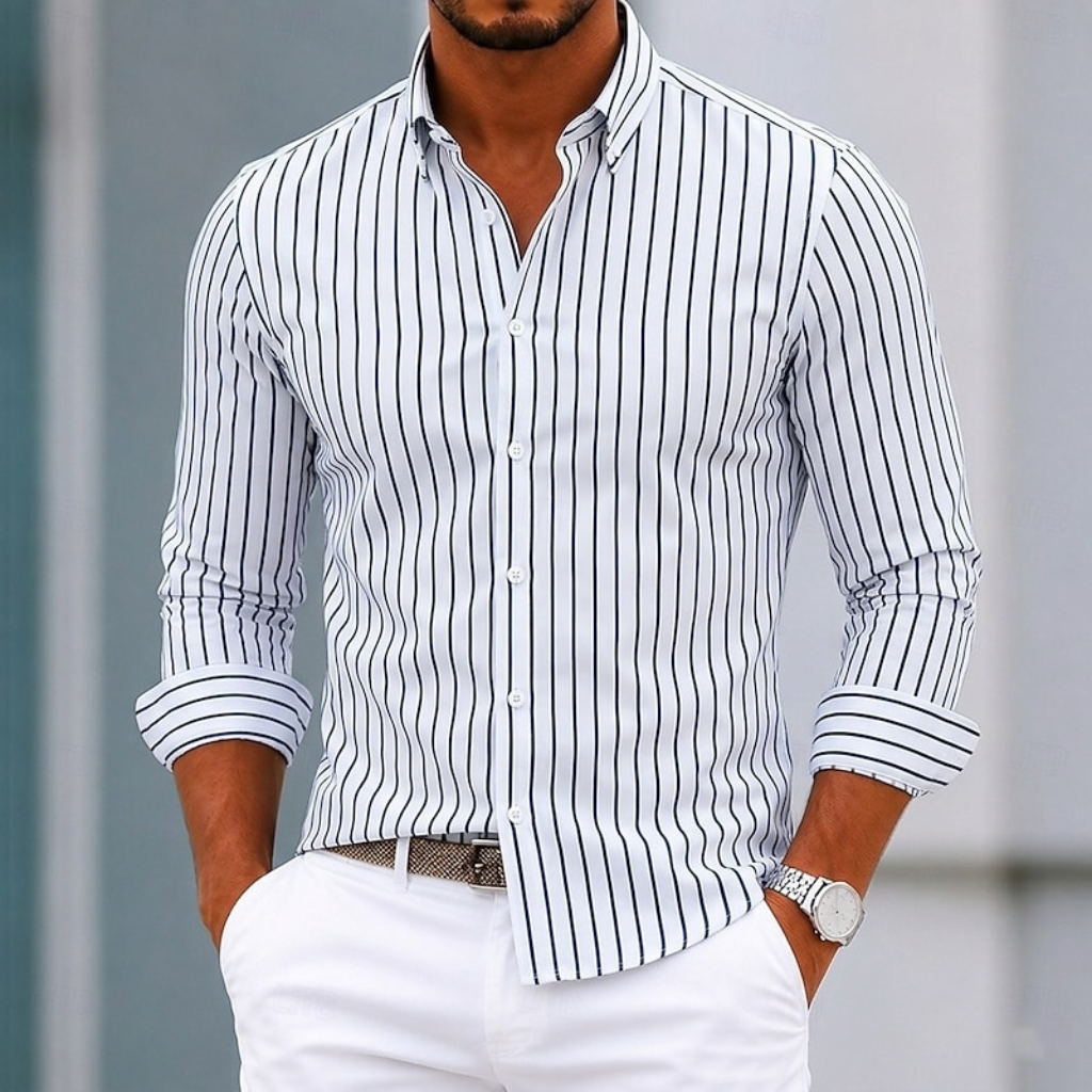 Men's Vertical Stripe Button-up Shirt