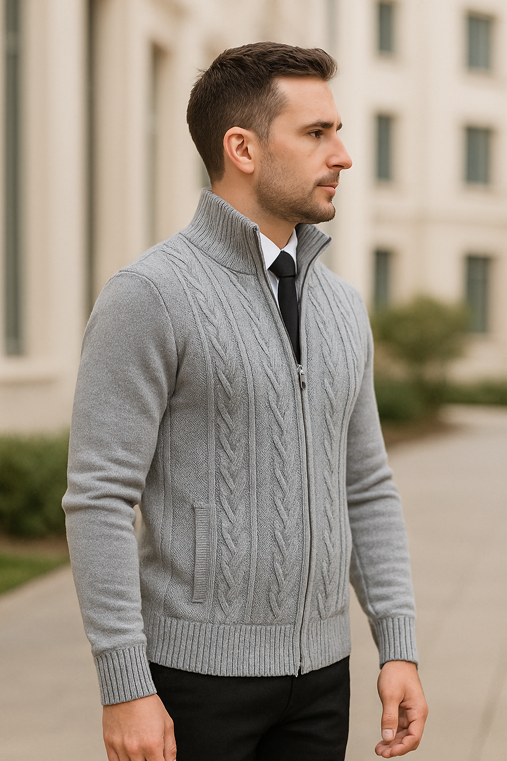 Rafello&Co | Gebreid Cashmere Wintervest met Rits