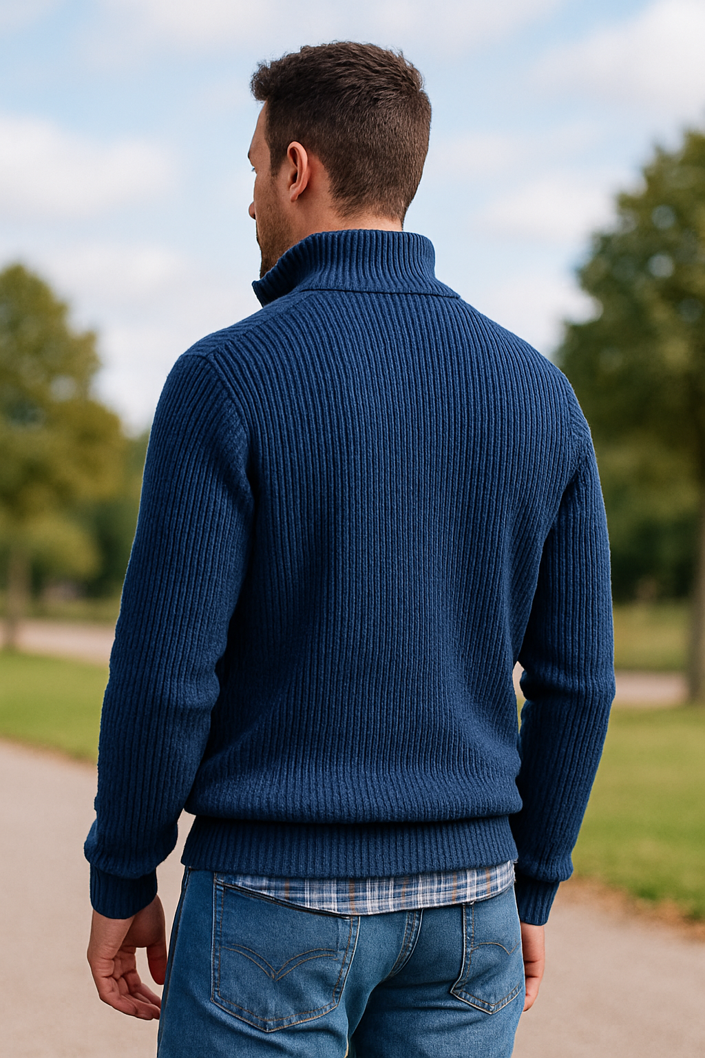 Rafello&Co | Luxury Sweater with Zipper and Stand-Up Collar
