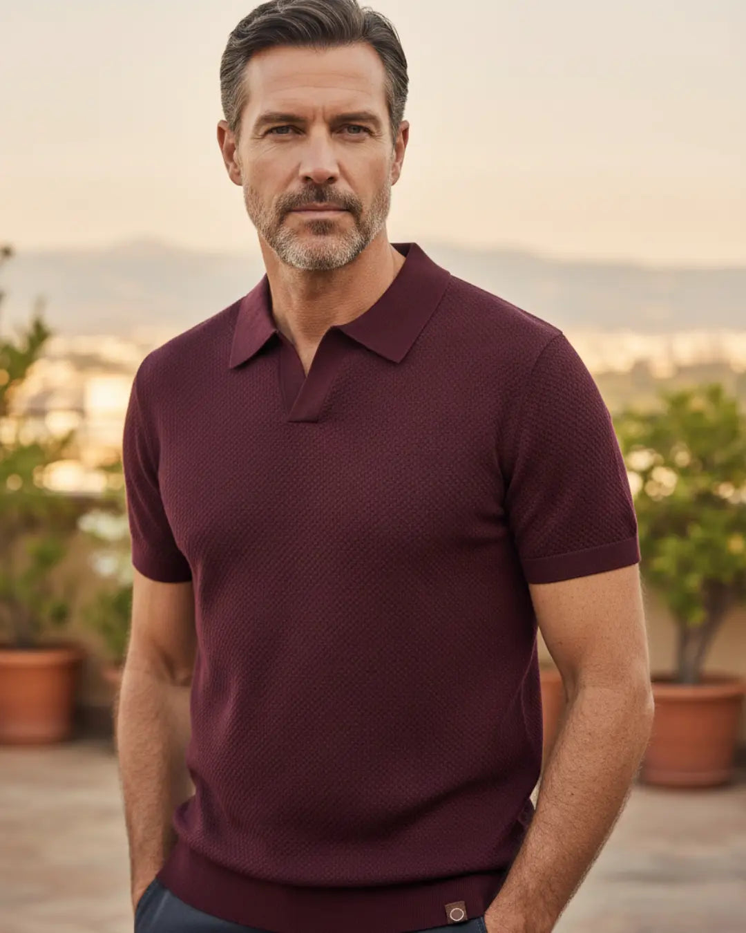 Rafello&Co | Gestructureerd Poloshirt Rafello&Co
