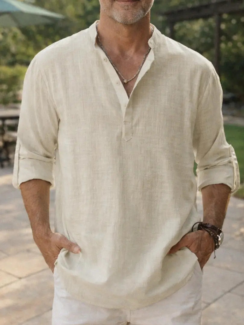 Rafello&Co | Casual Kraagloos Overhemd voor Heren Rafello&Co