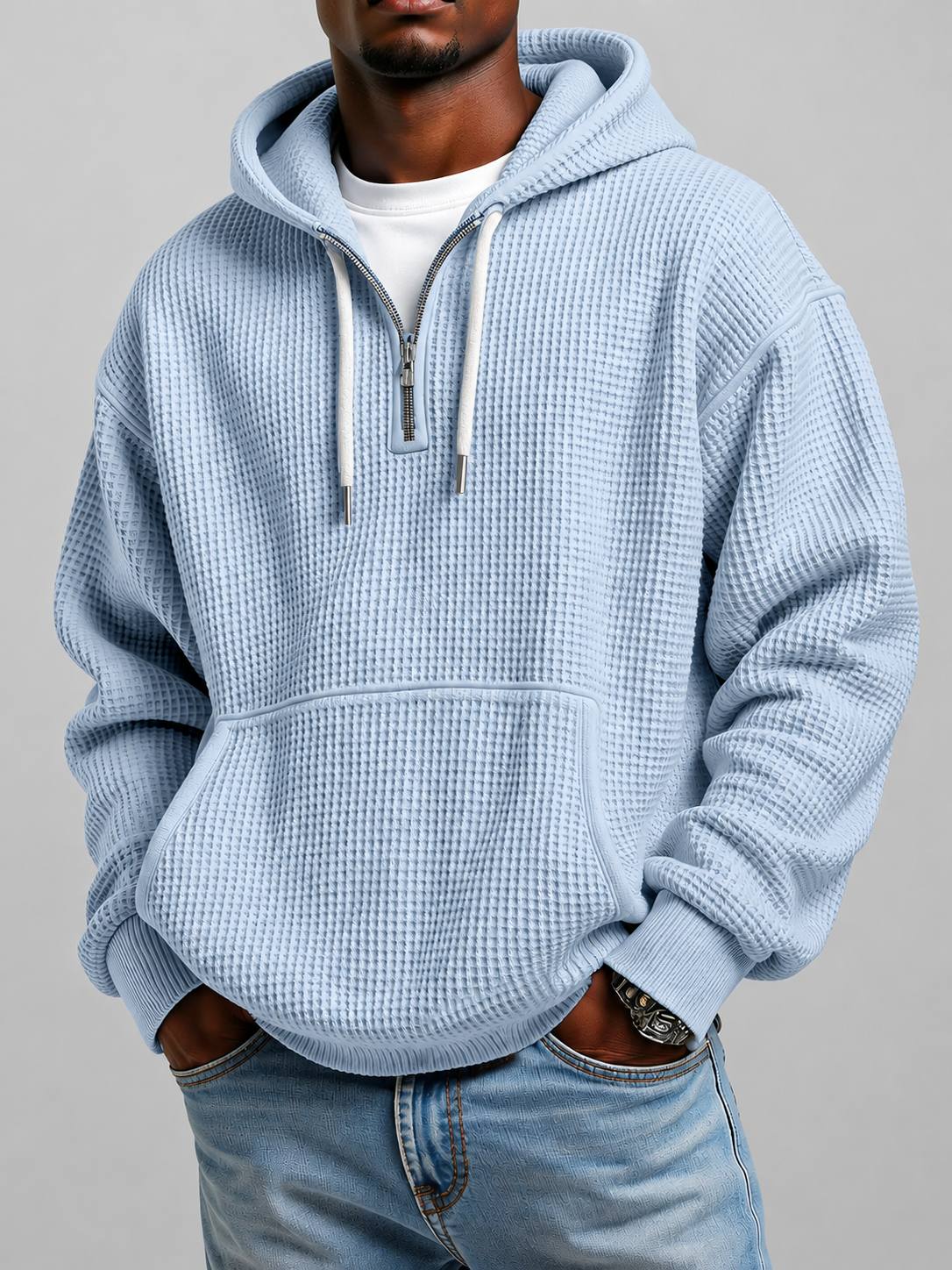 Rafello&Co™ | Waffle Knit Half-Zip Hoodie