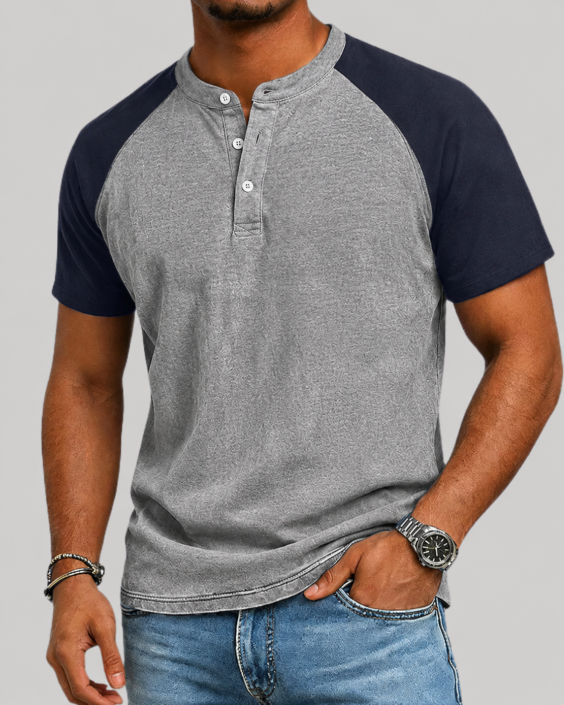 Men’s Colorblock Quarter Zip Raglan T-Shirt