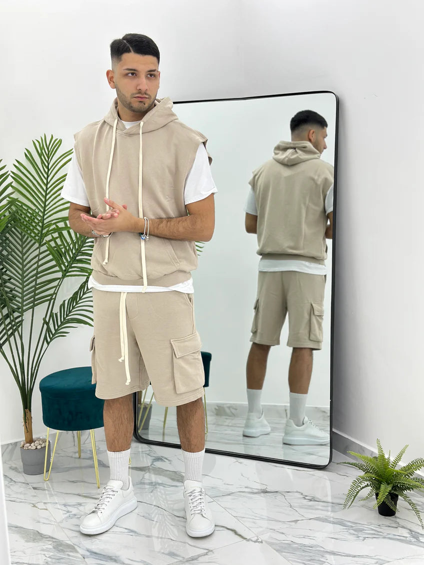 Rafello&Co | Sleeveless Hoodie & Cargo Short Set 