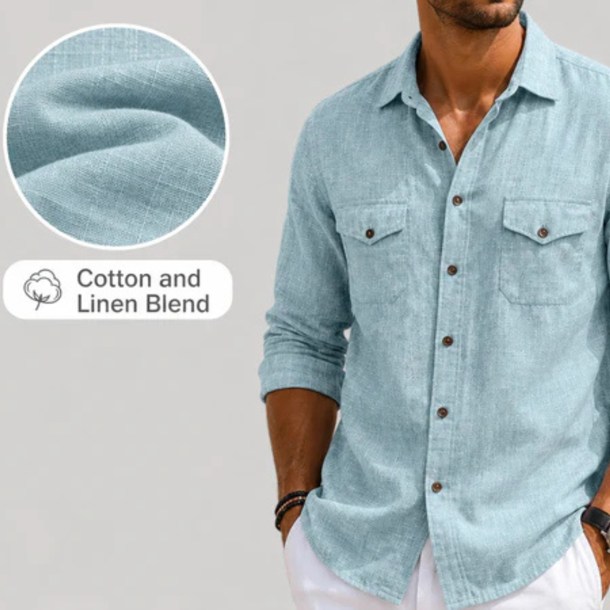 Heren Linnen Button-up Overhemden