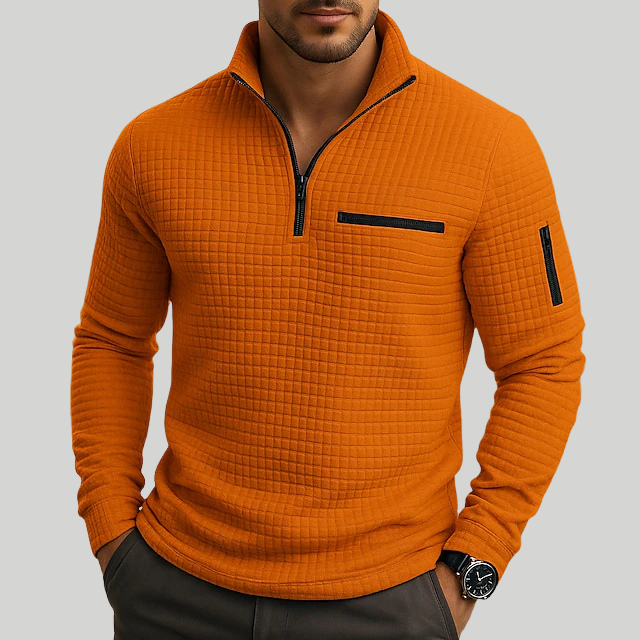 Men’s Refined Textured Quarter Zip Polo